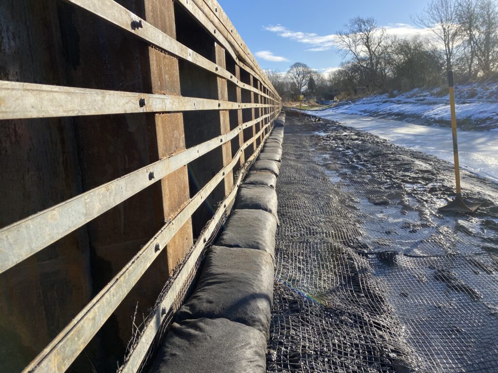 MSE Vegetated Wall canal re build started 3