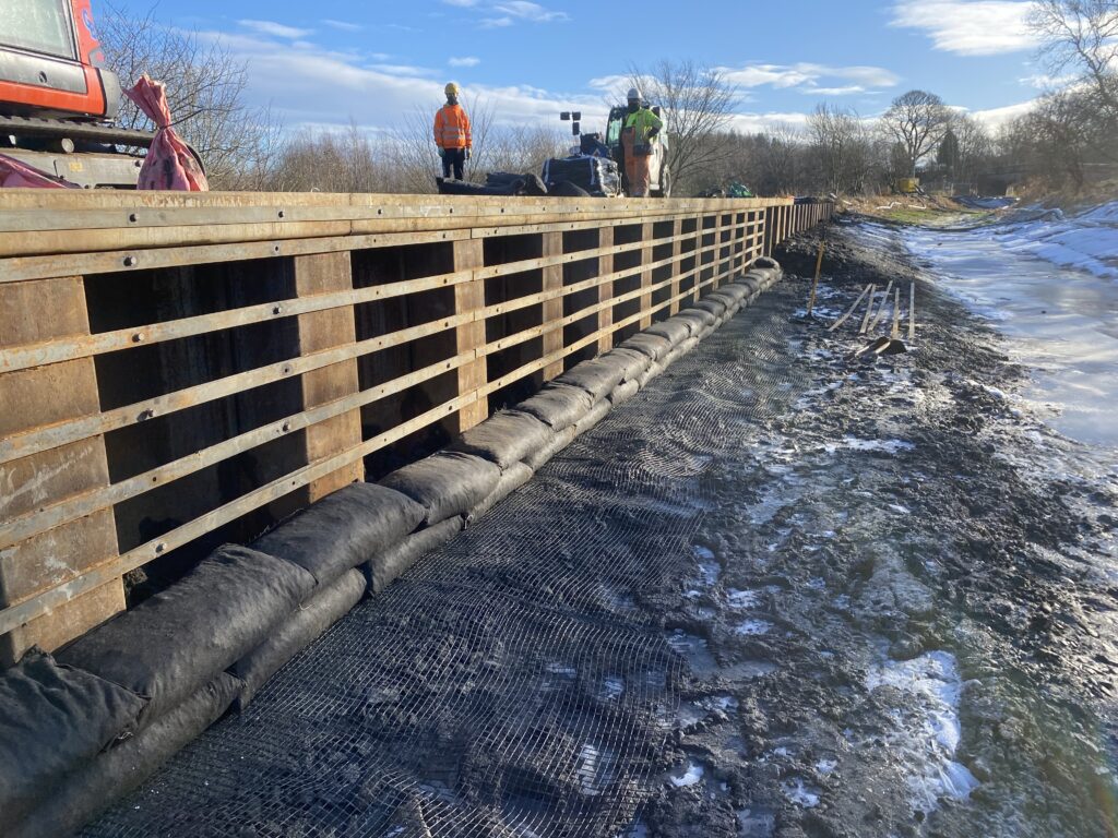 MSE Vegetated Wall canal re build started 4