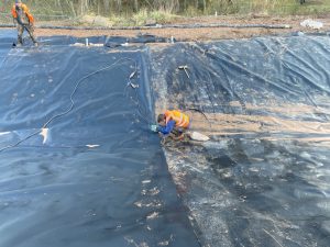 Attenuation Pond Liner Installation Completed 4